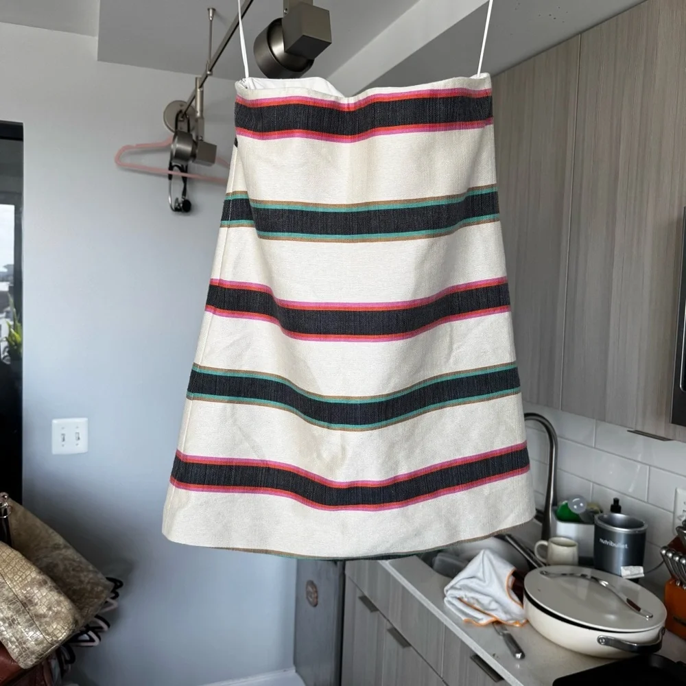 Cienne New York The Michele Cotton Striped Mini Dress Beige Multi NWT Size 8 - Picture 7 of 11